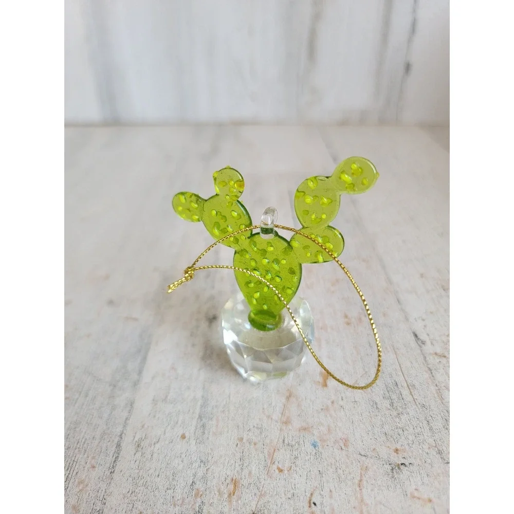 Unique glass cactus plant ornament Xmas dessert summer home decor figure